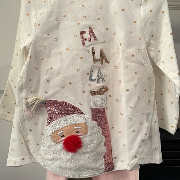 Mudpie Christmas Fa La La Santa Tunic and Sparkle Legging Set 12-18M NWT - Picture 2 of 6
